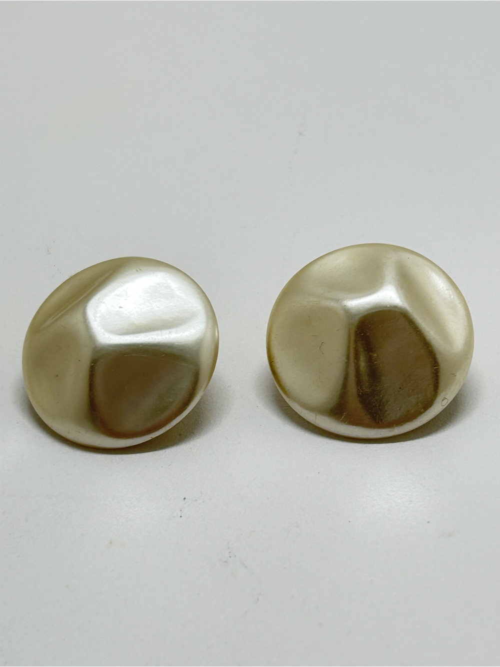 Japan, Vintage White Pearl Button Earrings, Clips, 50’s - 60’s
